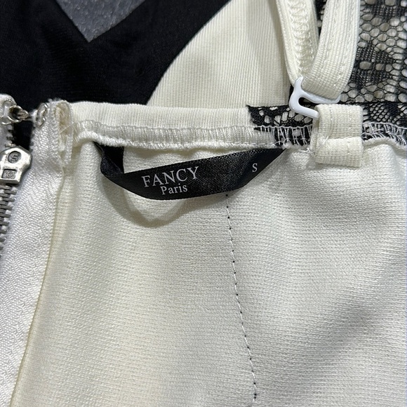 Fancy Paris White and Black Lace Detail Strapless Dress - S - Picture 6 of 10